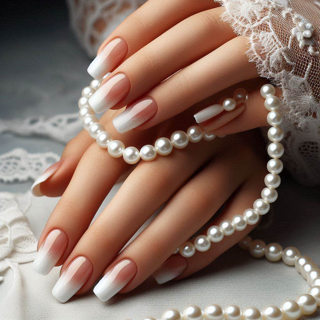 Ombre White French Tip Nails