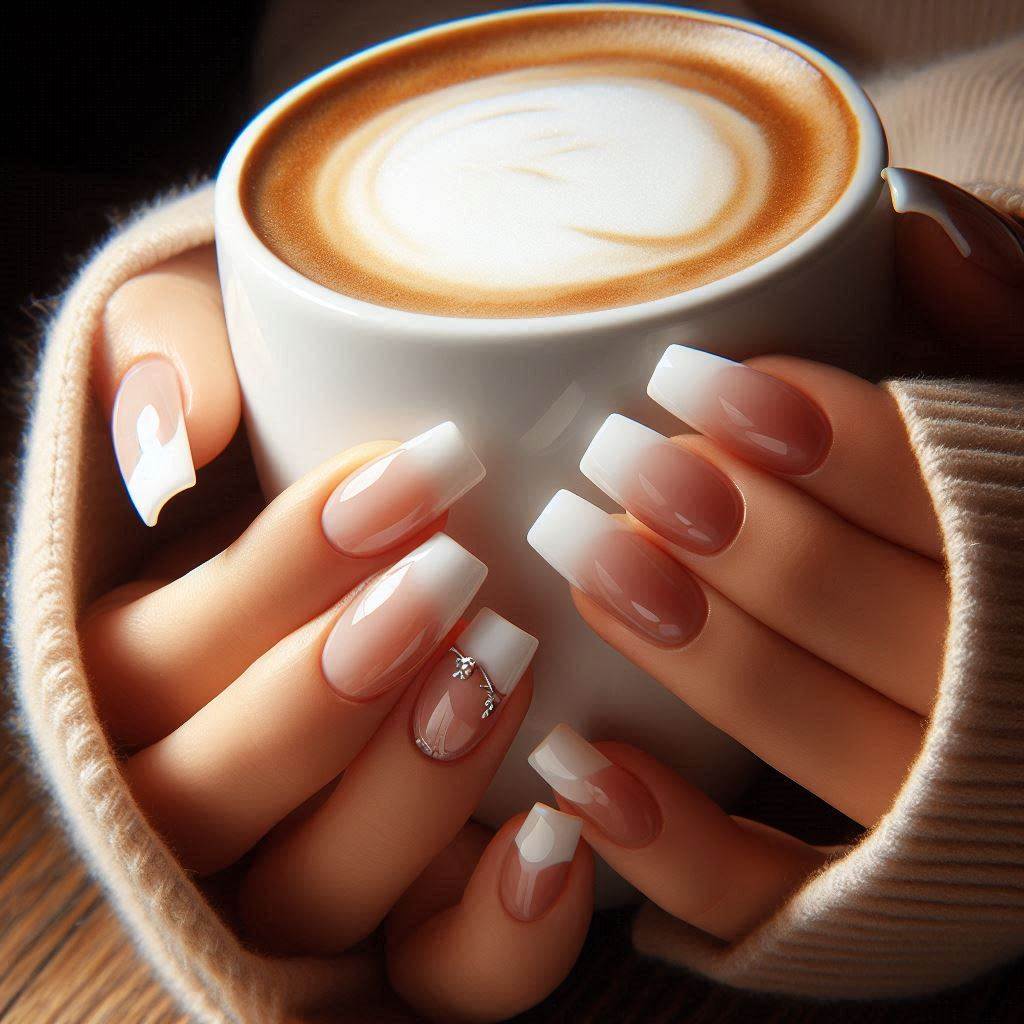 White French Tip Nails Square Cut