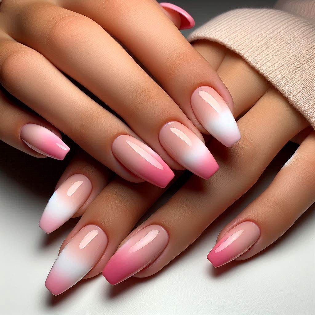 Two-Tone Pink French Tip Nails by Skin Tone Range