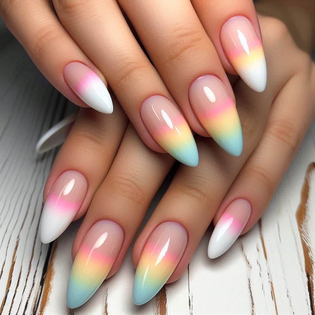 Pastel Rainbow French Tips