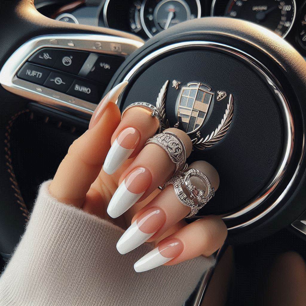 White French Tip Nails Long and Elegant