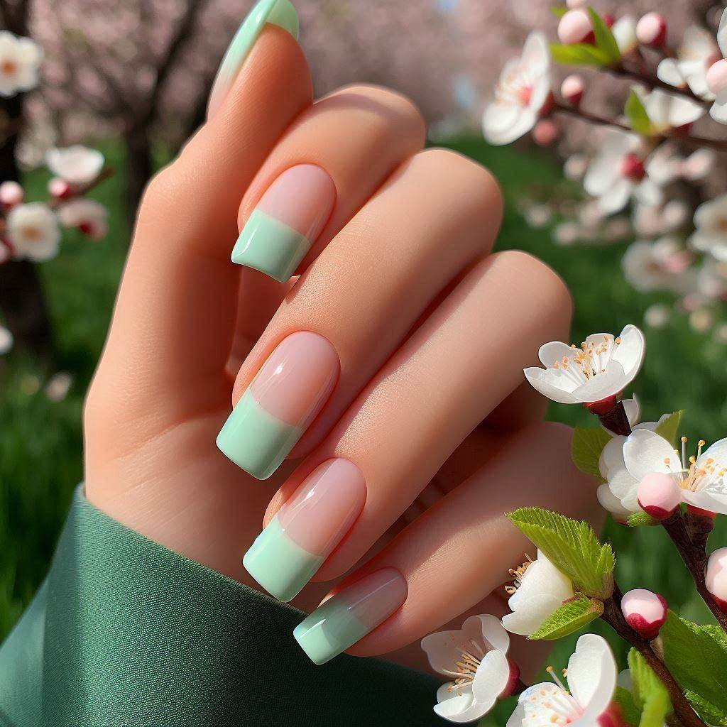Mint Green French Tips