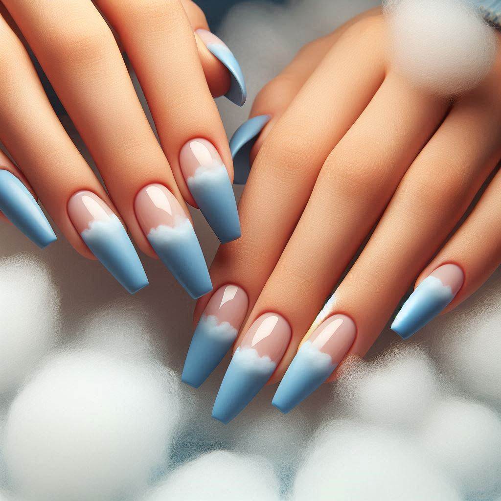 Sky Blue French Tips