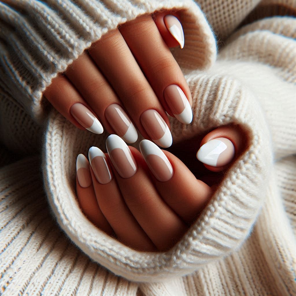 White French Tip Nails Almond Shape