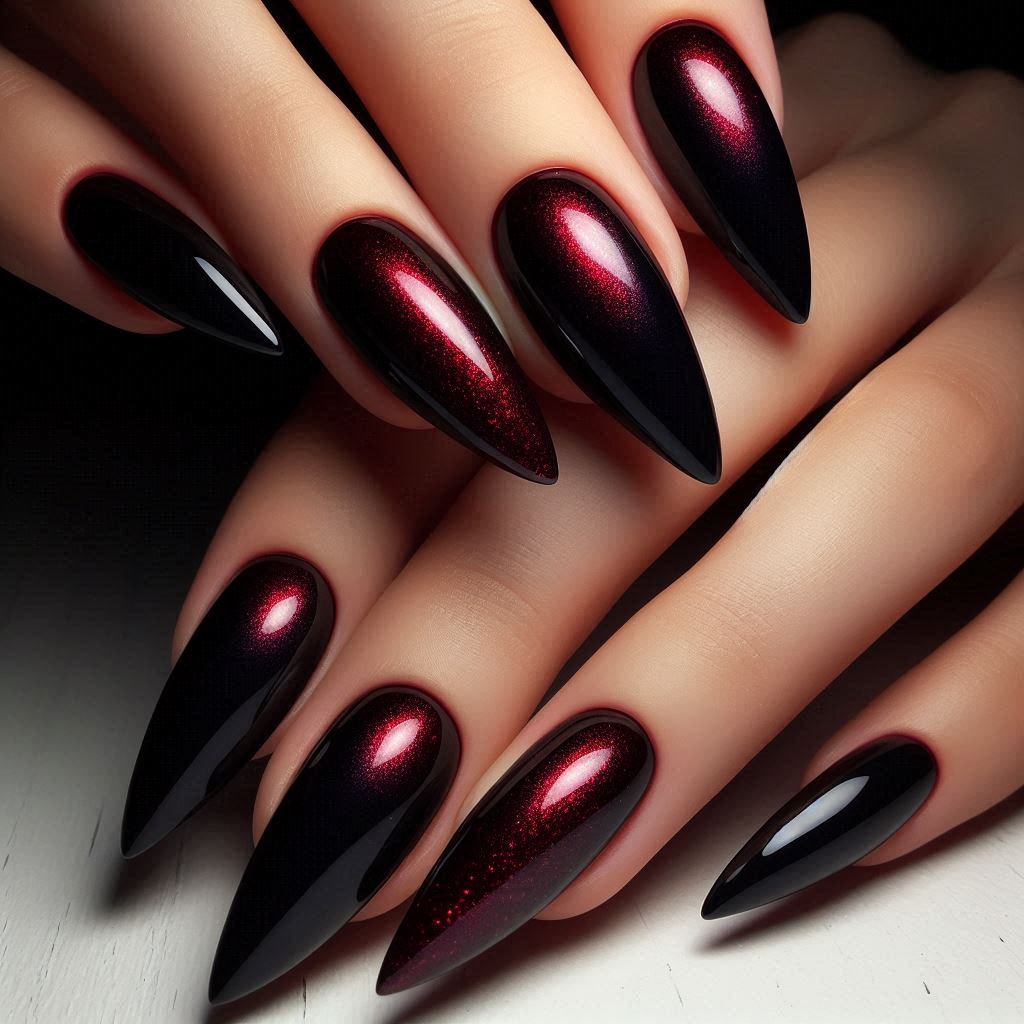 Frosted Silver Cat Eye French Tips