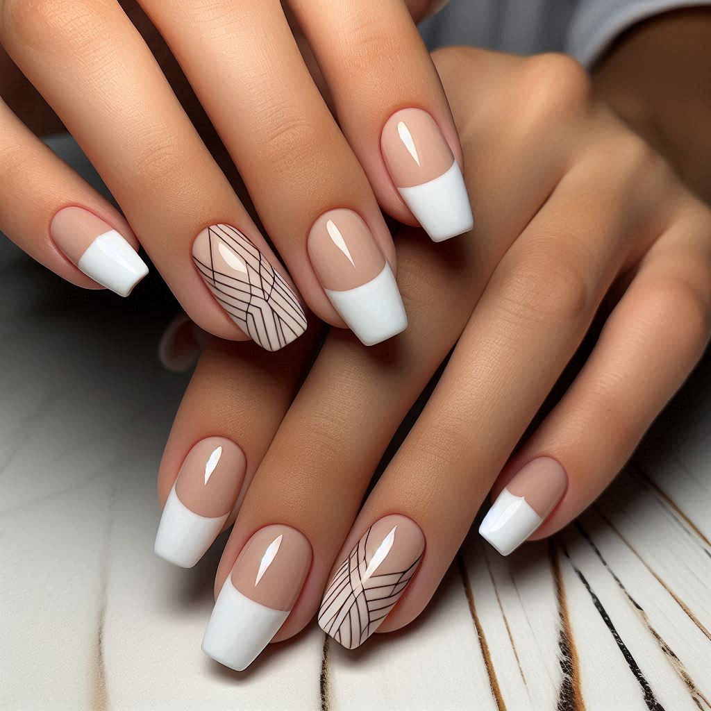 French Tips with Negative Space Design