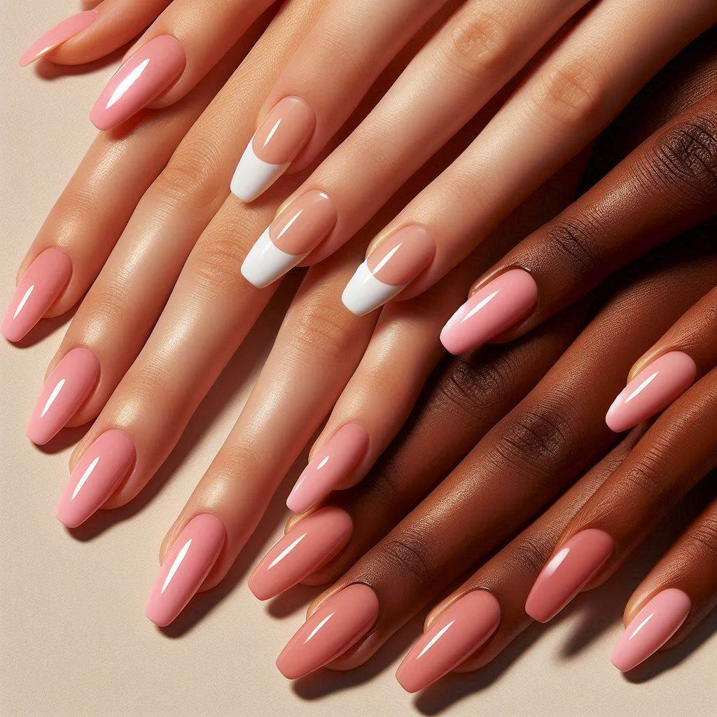 Classic Light Pink French Tip Nails by Skin Tone Range