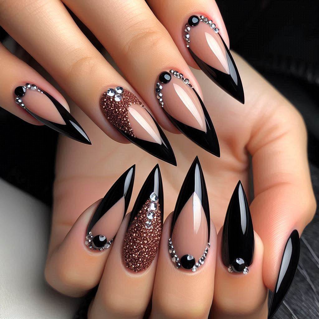 Black V-Tips with Rhinestones