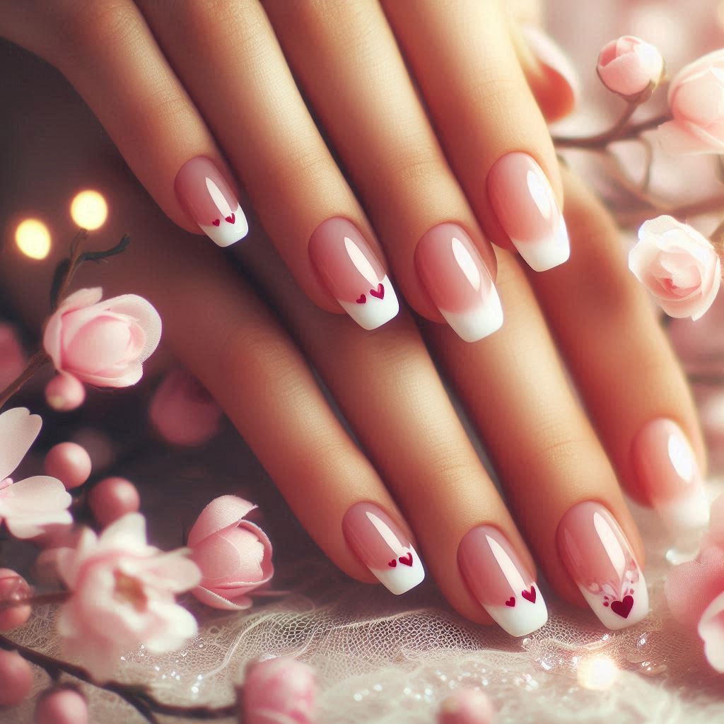 Heart Accent French Tips