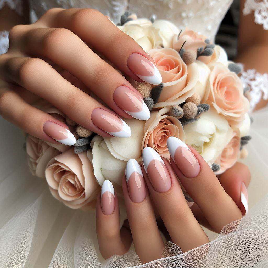 Soft Ombre Almond French Tip Nails