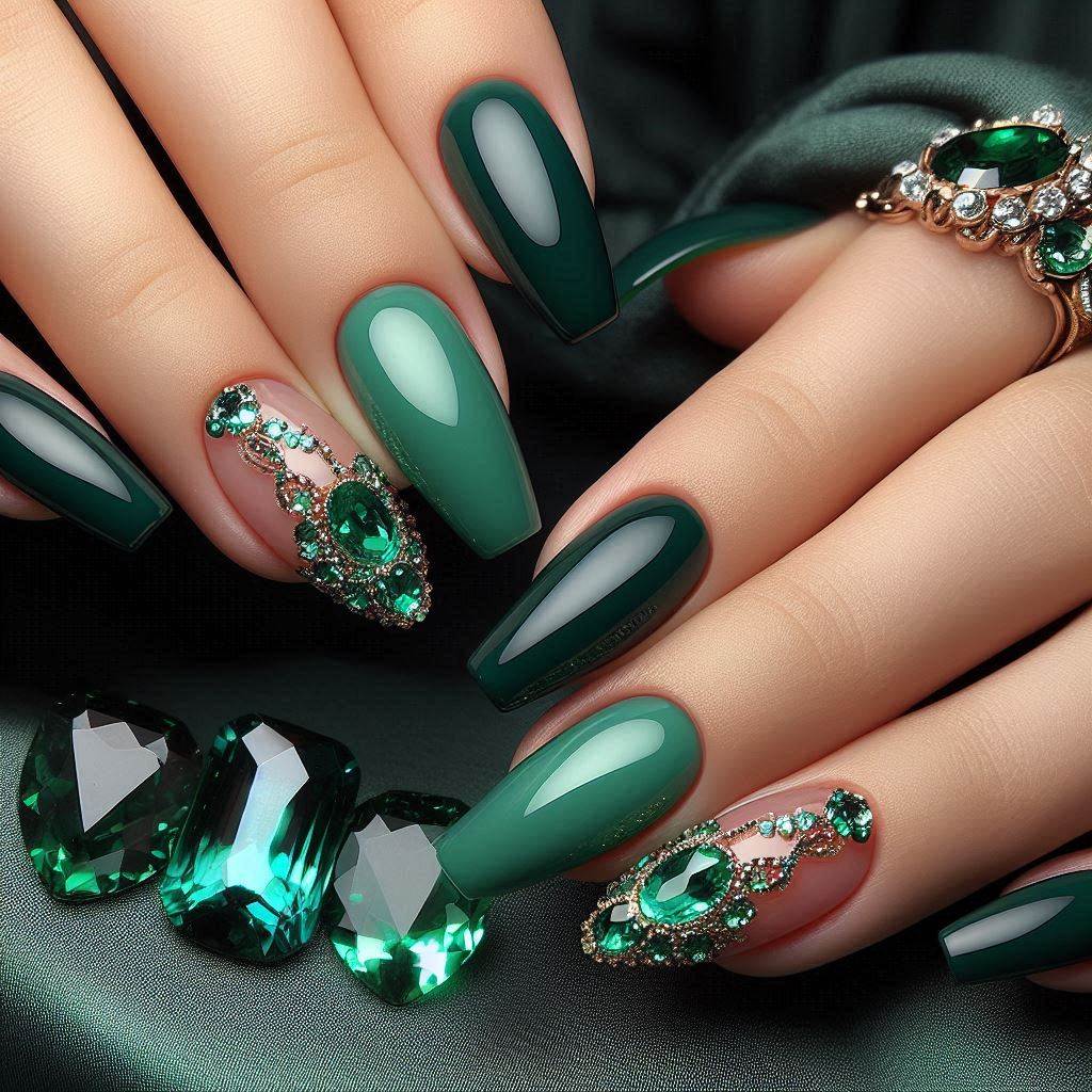 Emerald Green French Tips