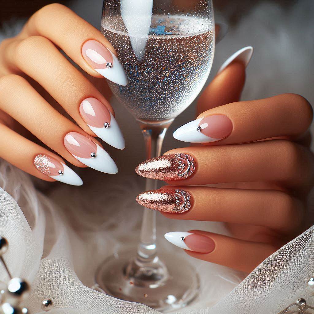 White French Tip Nails Stiletto Style