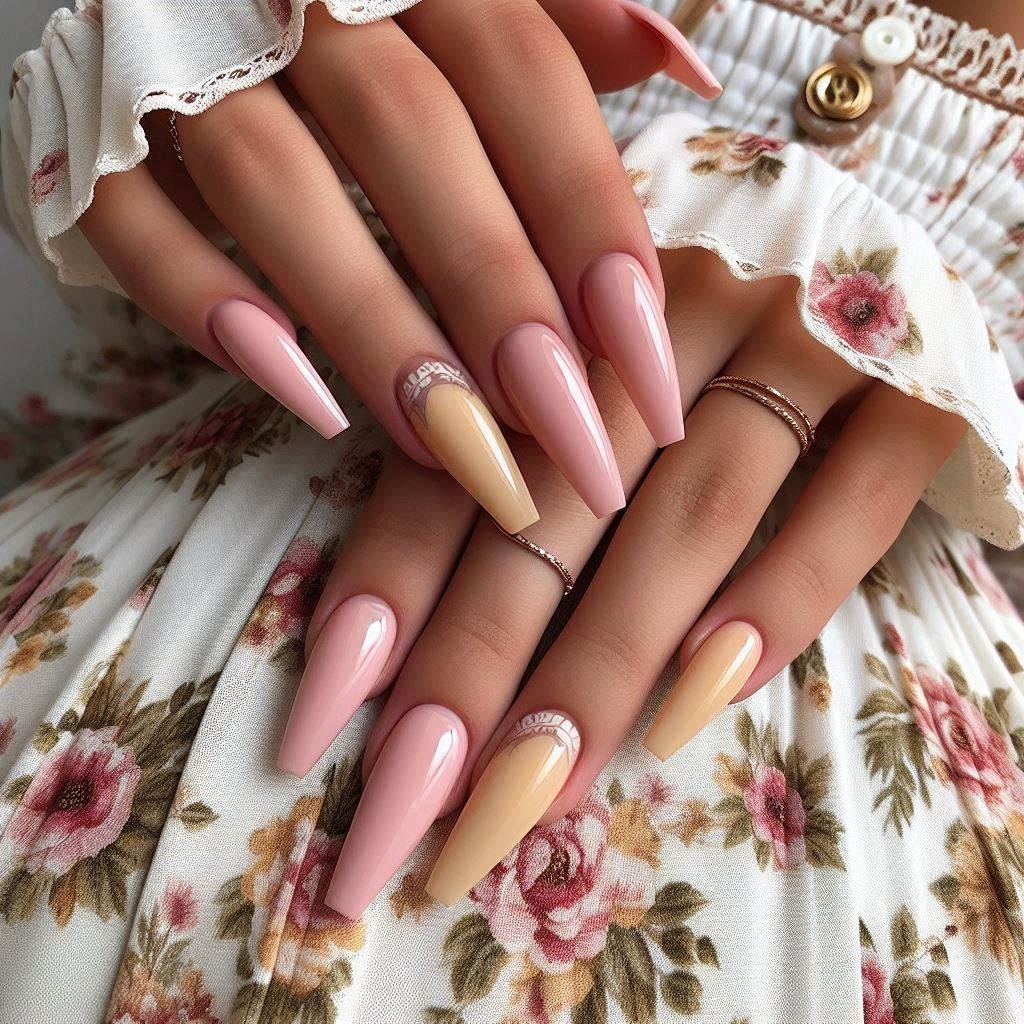 Coffin French Tip Nails Pink Perfection
