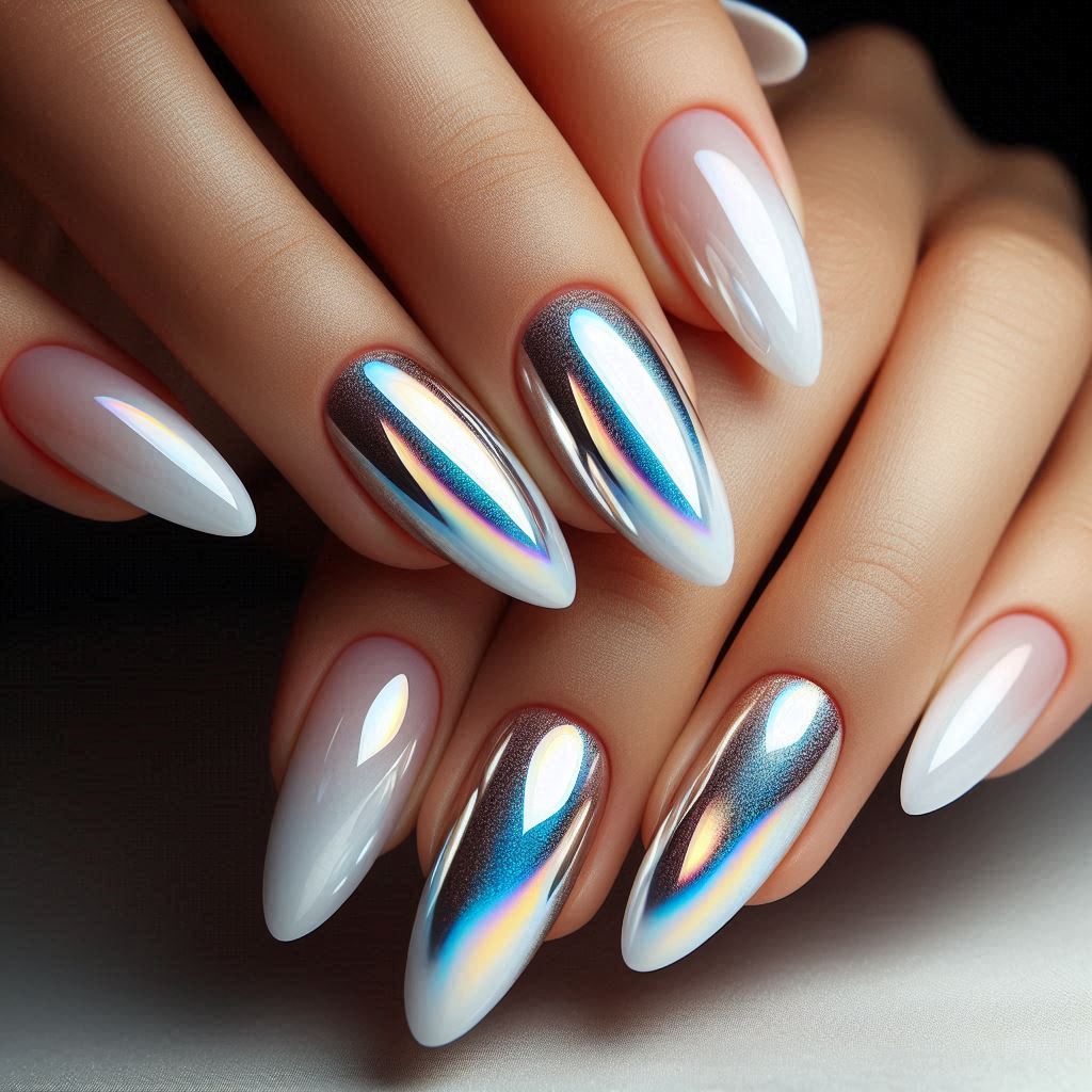 French Tips with Chrome Finish