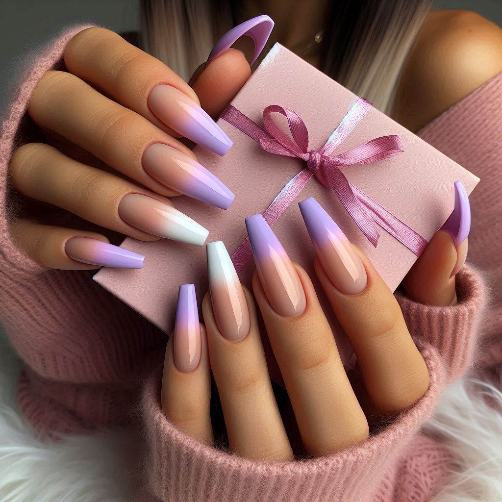 Ombre Coffin French Tip Nails