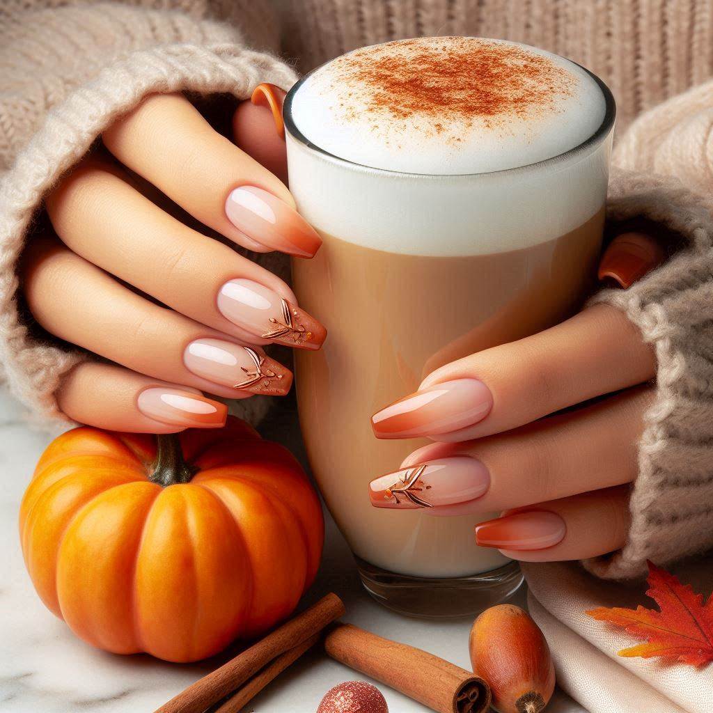 Trendy Fall Almond French Tip Nails