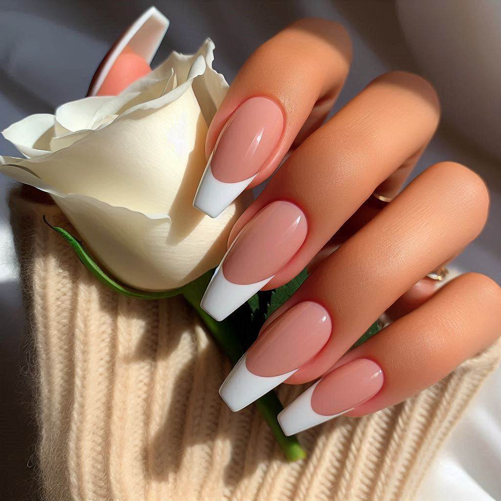 Classic Coffin French Tip Nails