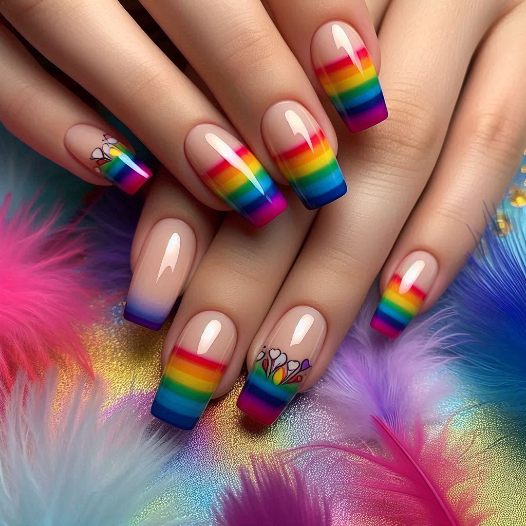 Rainbow French Tips