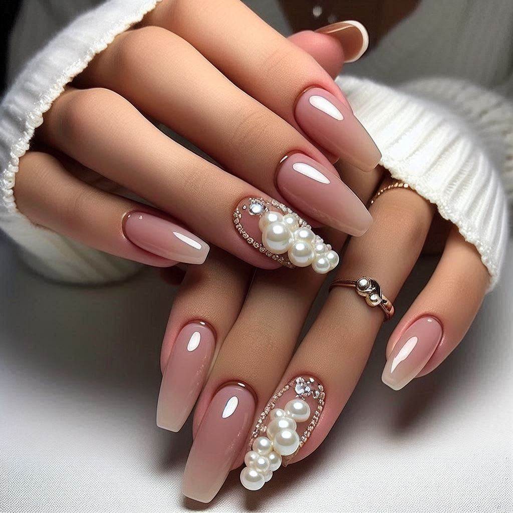 3D Pearl Accent French Tips