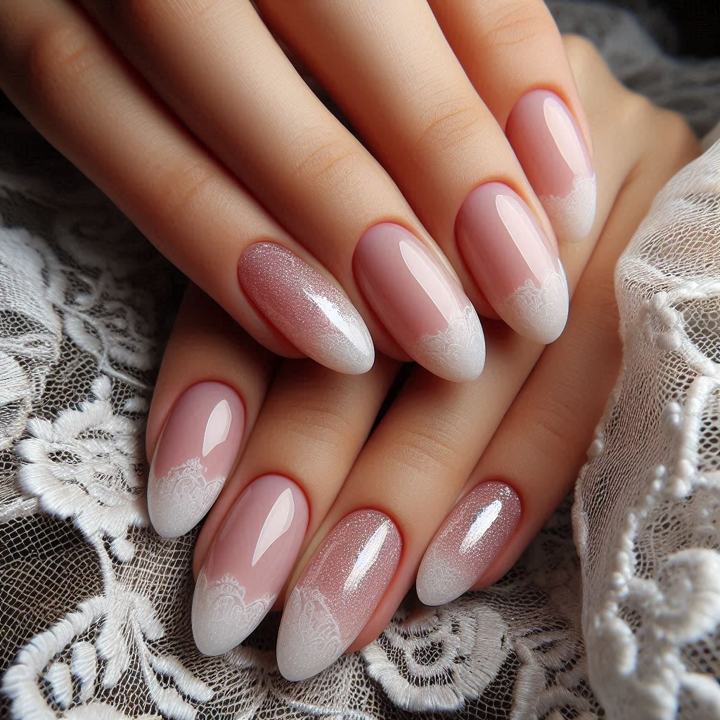 White Glitter French Tip Nails for Elegance