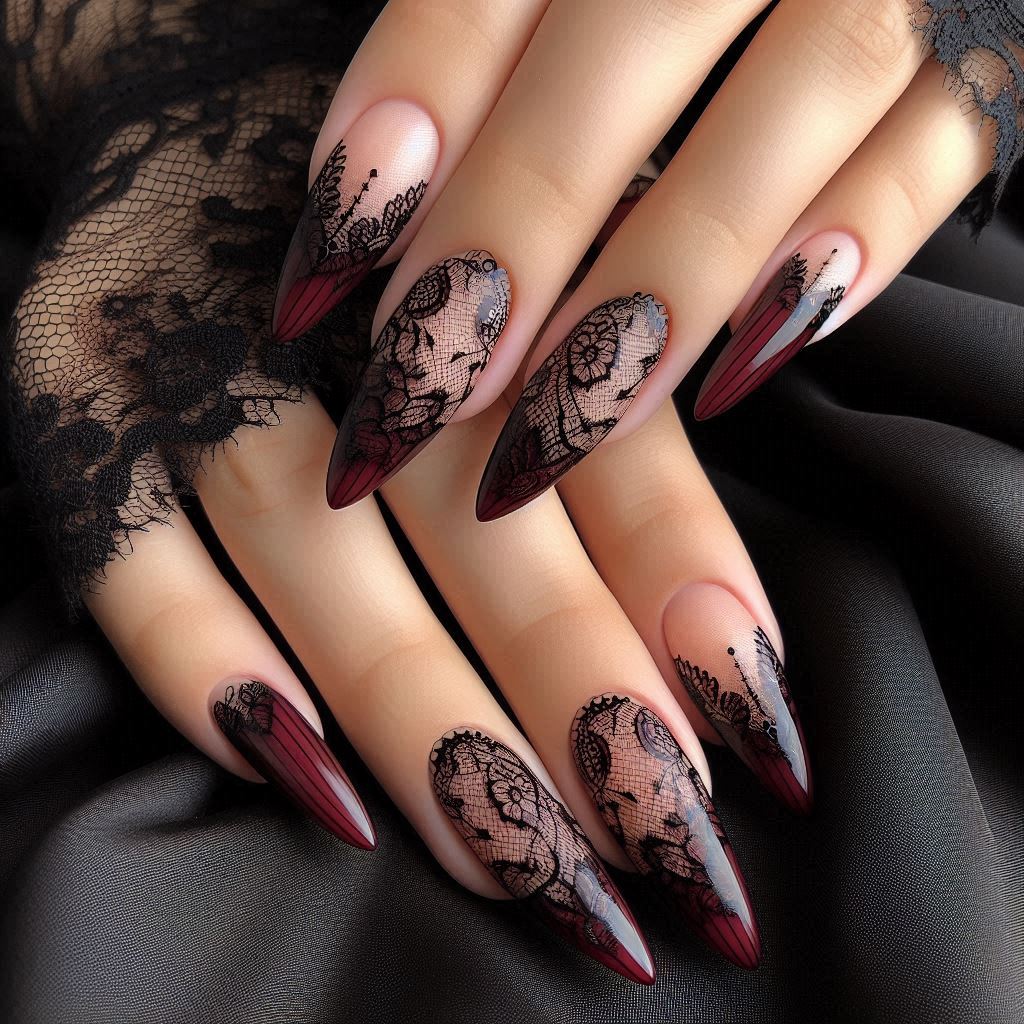 Gothic Lace French Tips