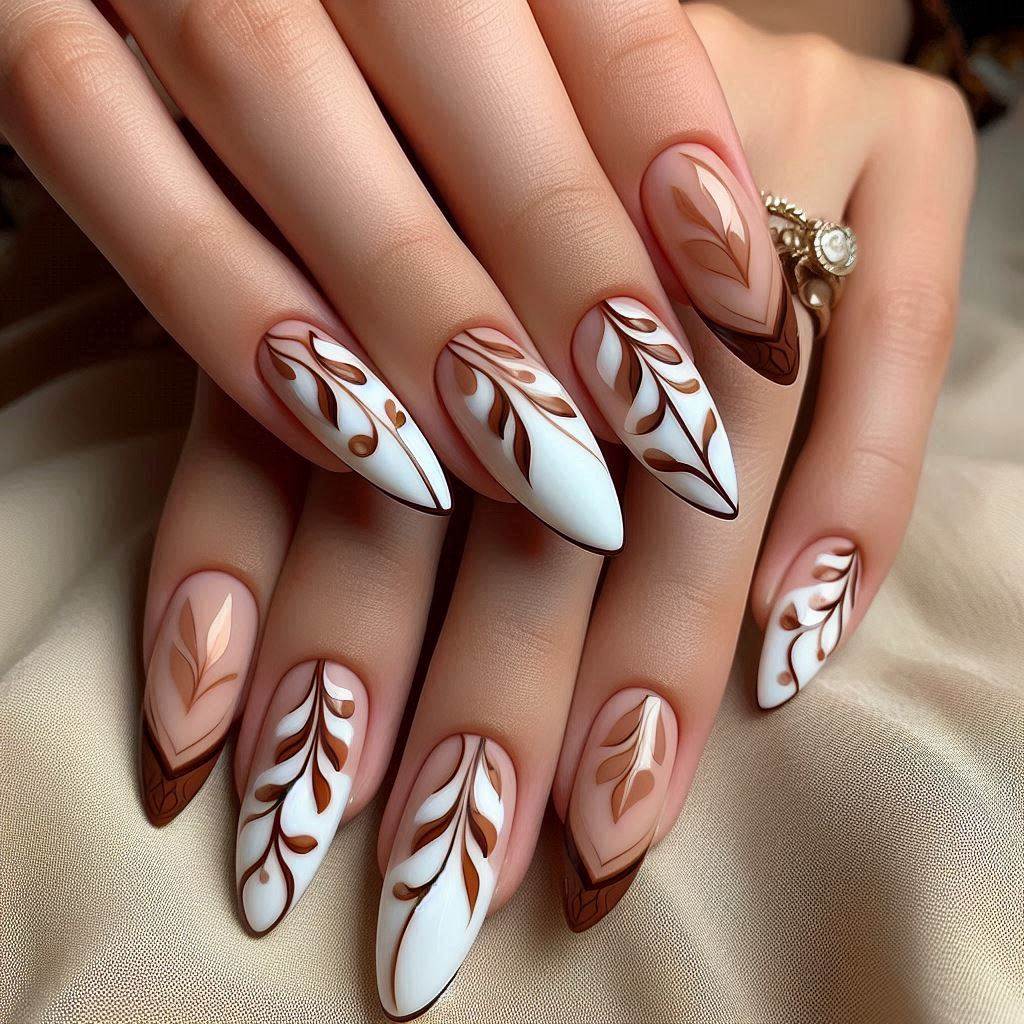  Swirly Brown and White Combo Tips