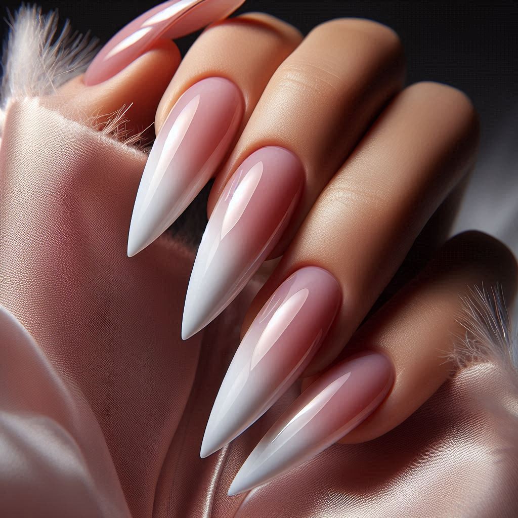 Pearl French Tips on Stiletto Nails