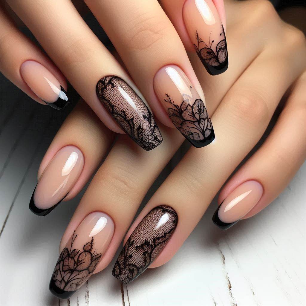 Gothic Black Lace Tips
