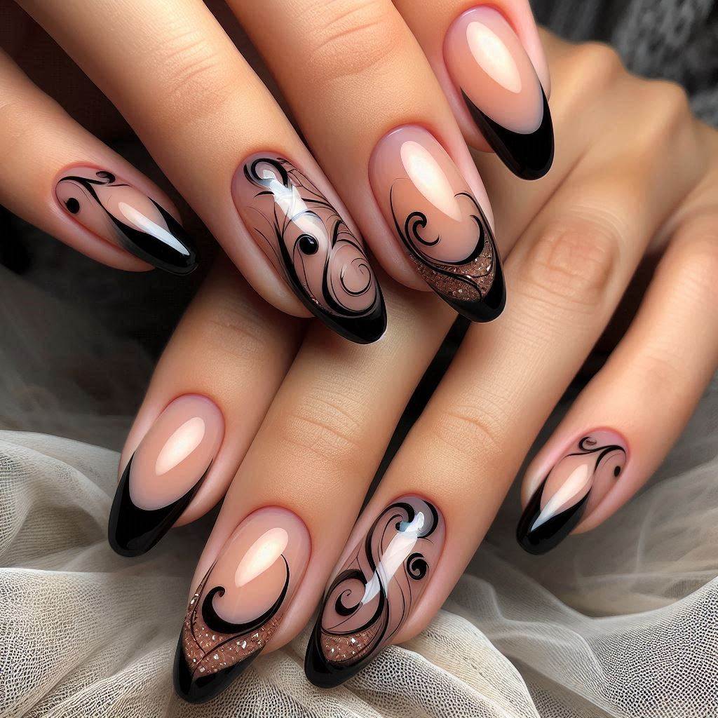 Abstract Black French Tips
