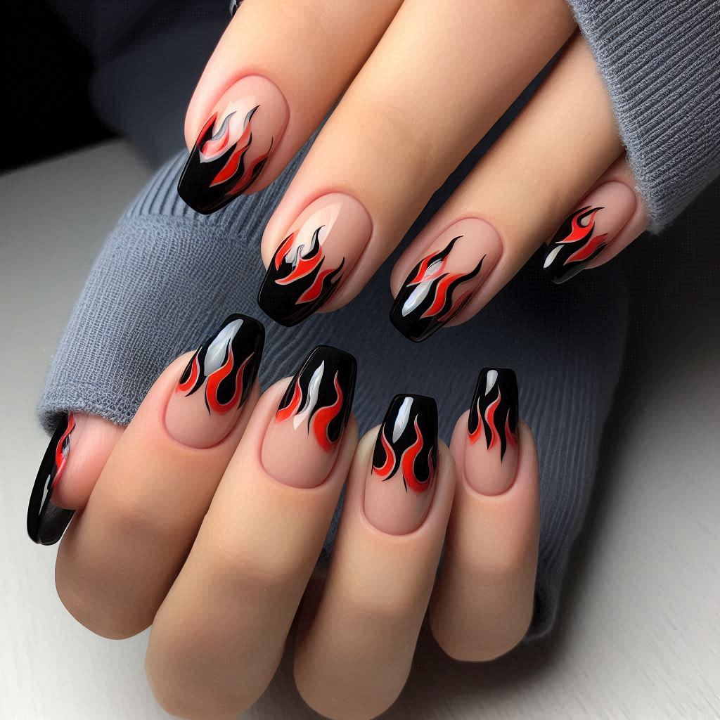 Black Tips with Red Flames