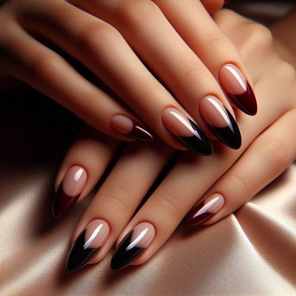 Classic Dark Red on Almond Nails