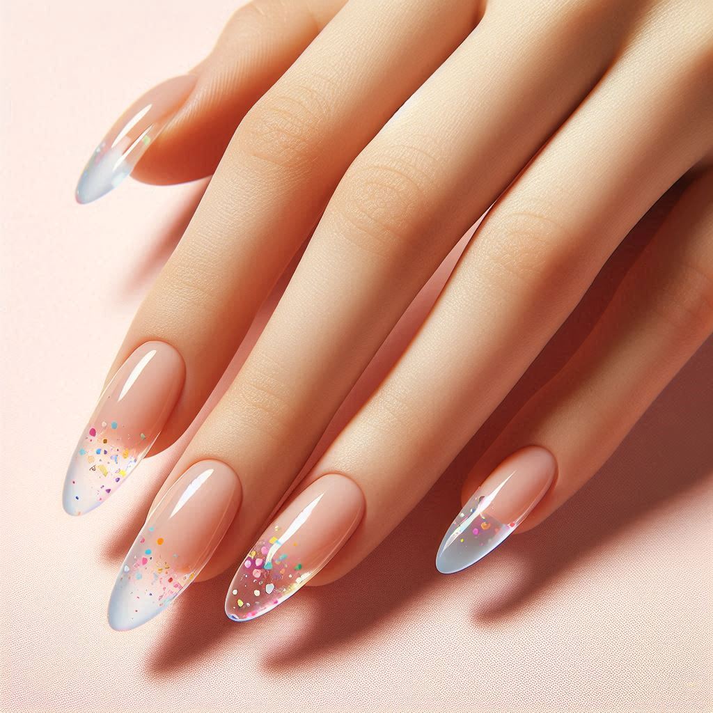 Rainbow Confetti French Tips