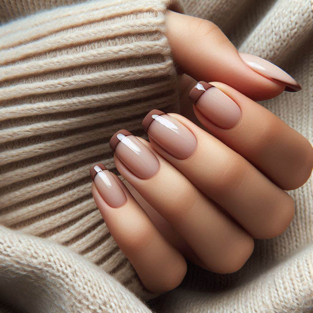 Micro French Tips in Chestnut Brown