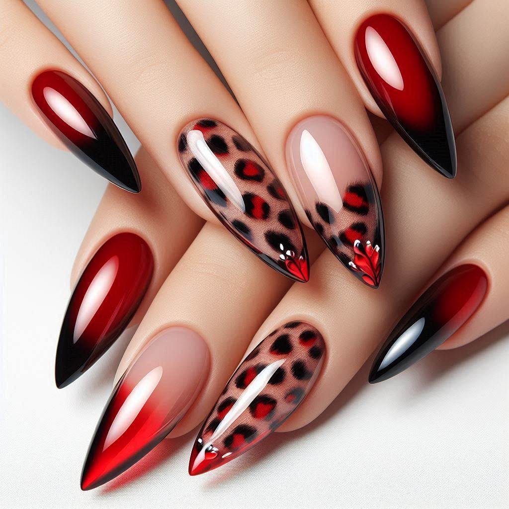 Jelly Red Cheetah Nails