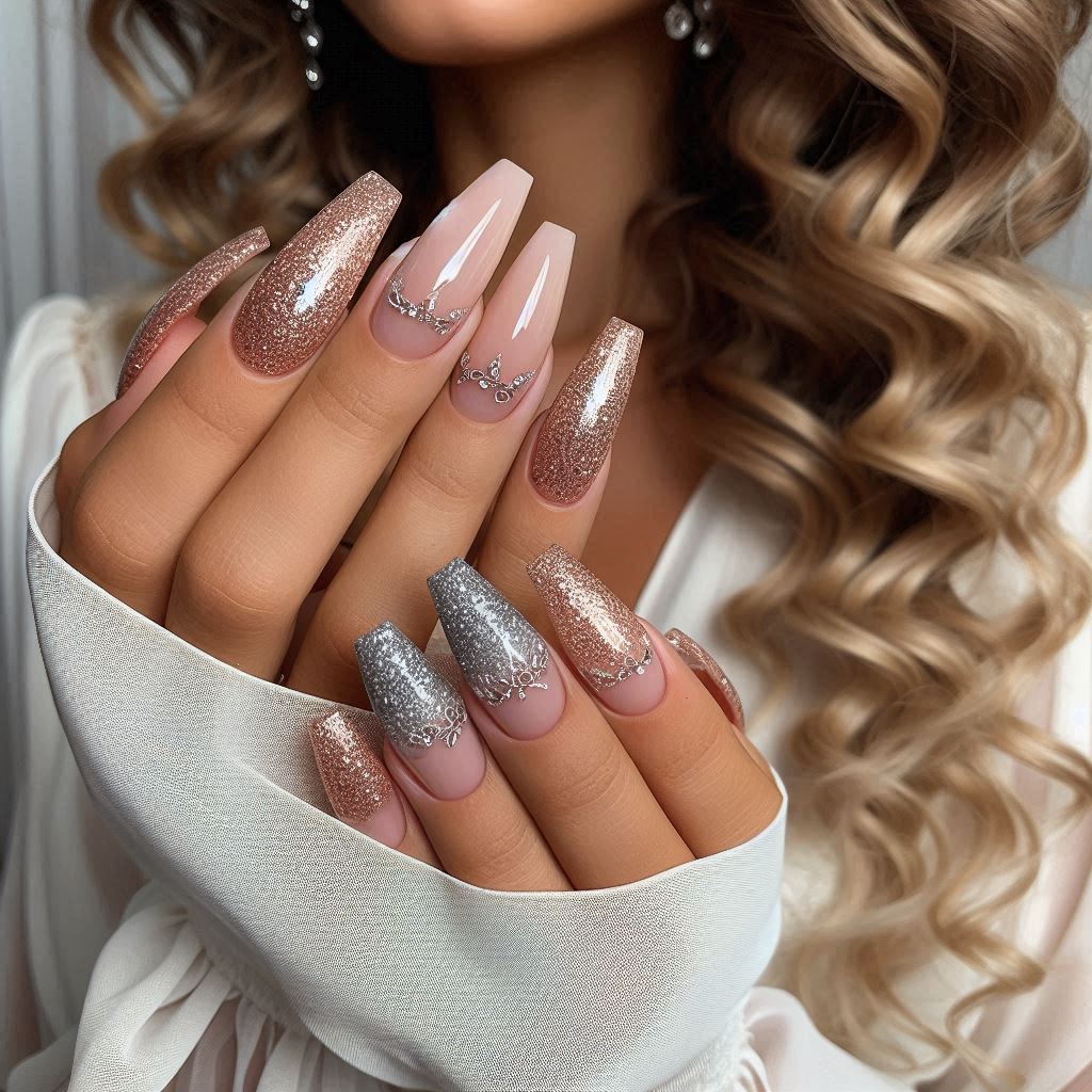 Ombre Glitter French Tip Nails