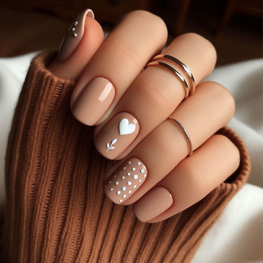 Minimal Nude Nails with Micro Art