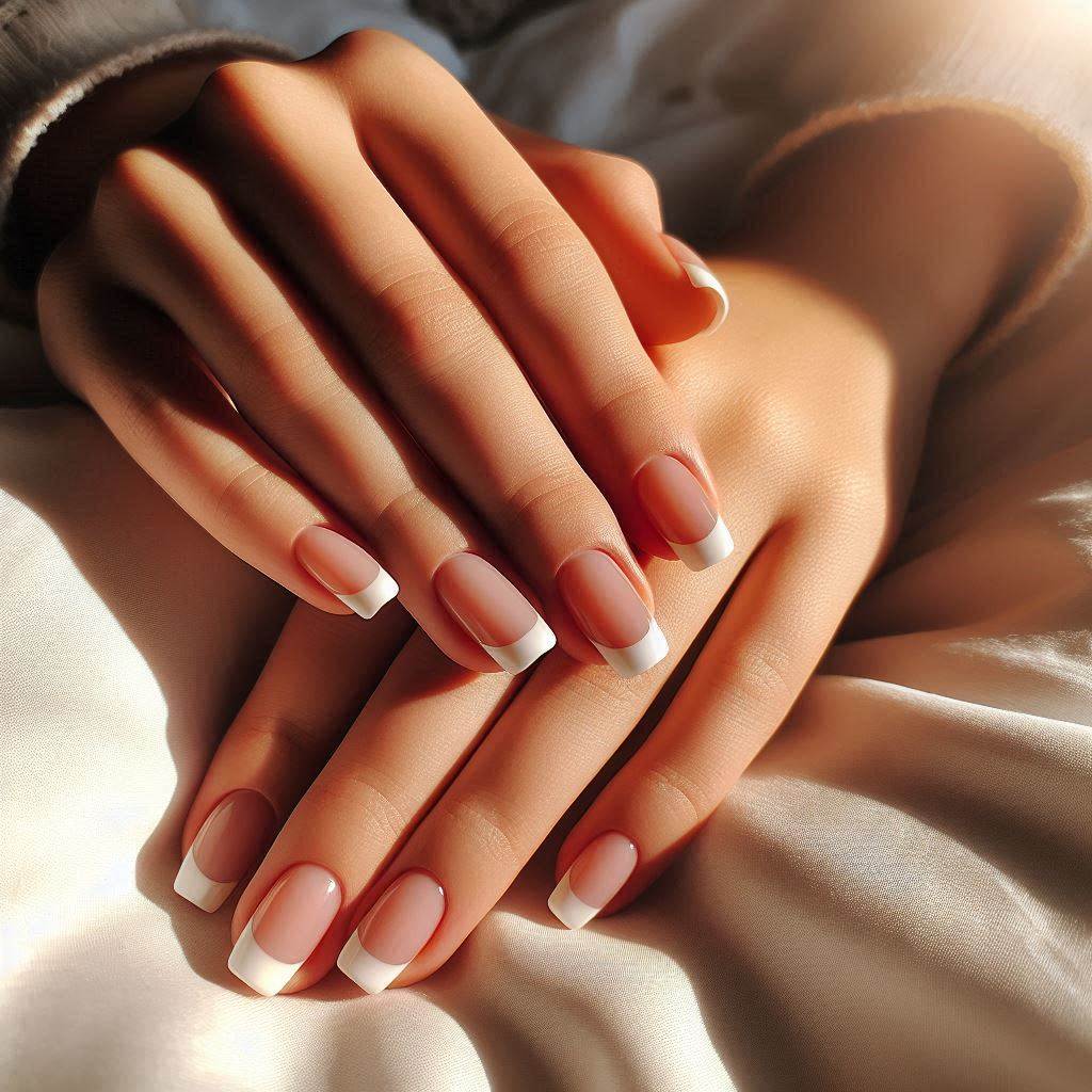 Micro French on Short Almond Nails
