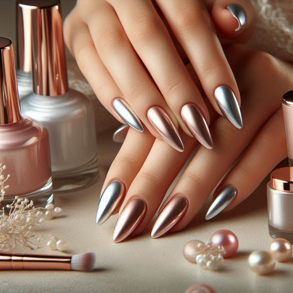 Clean Girl Chrome Short Nails