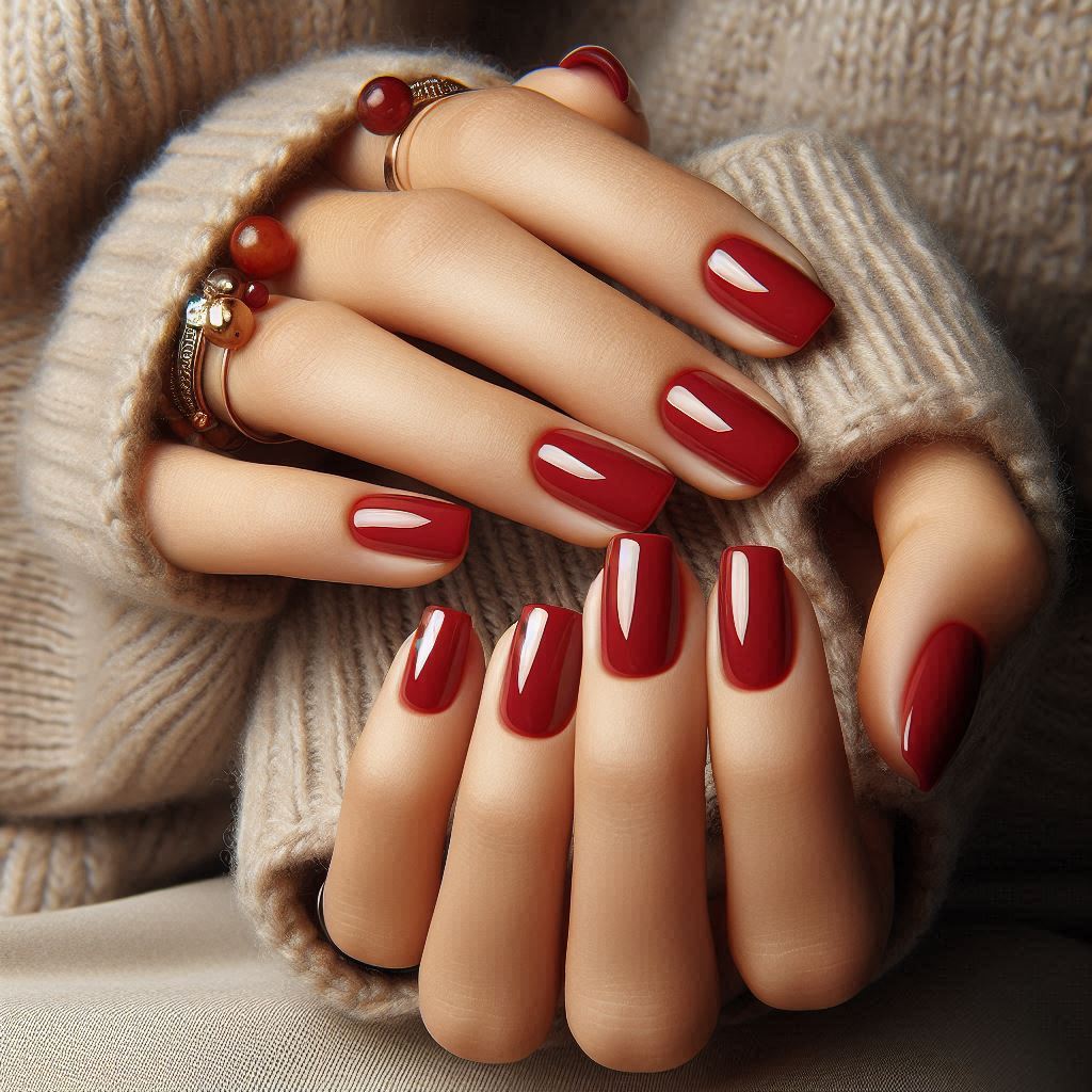 Classic Red Short Nails