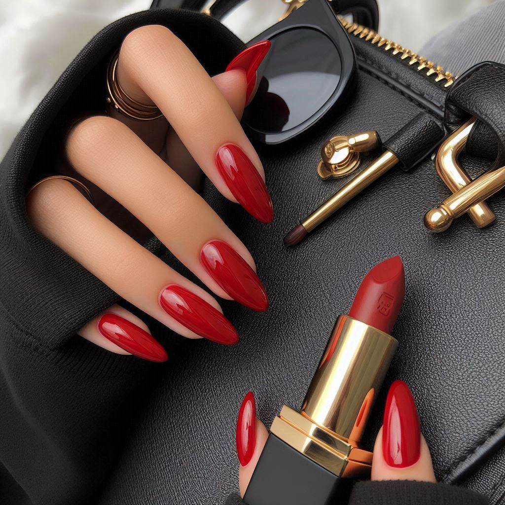 Glossy Red Power Nails