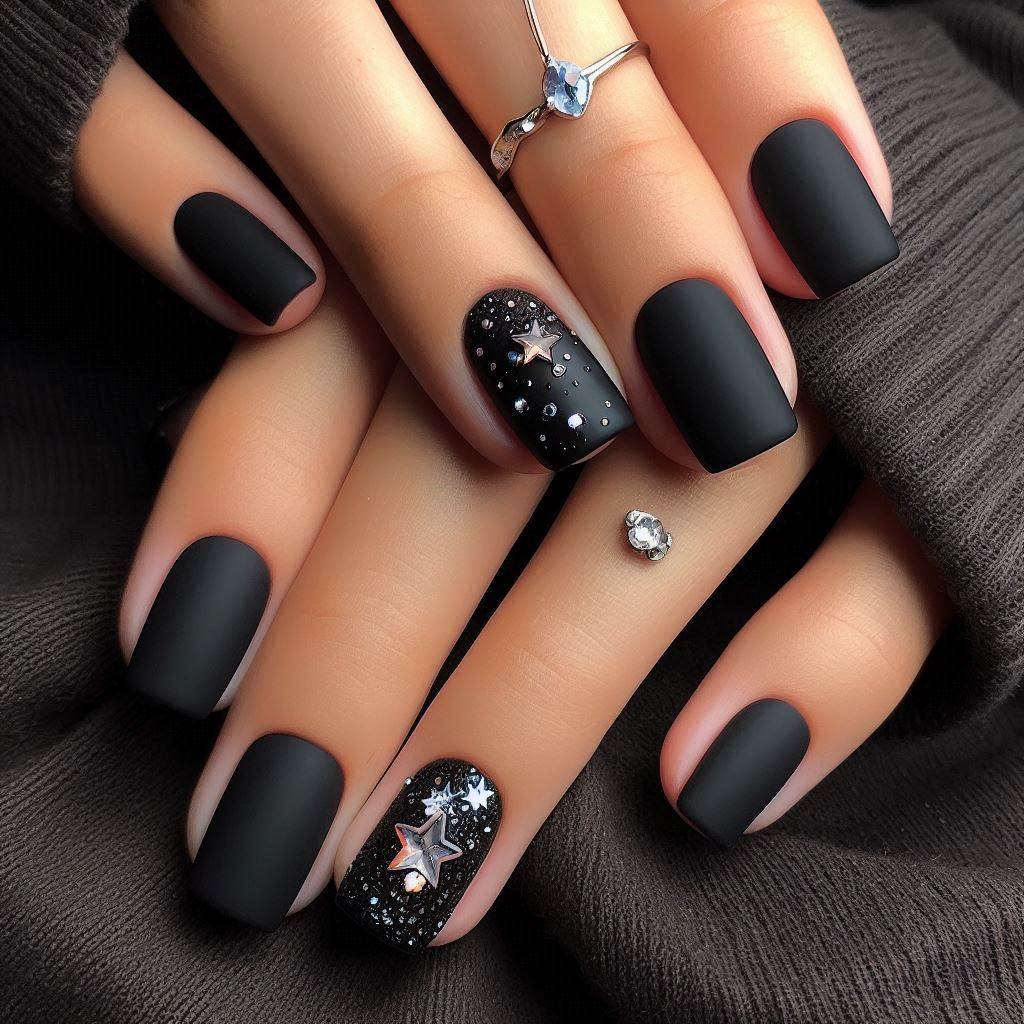 Matte Black with Sparkle Statement
