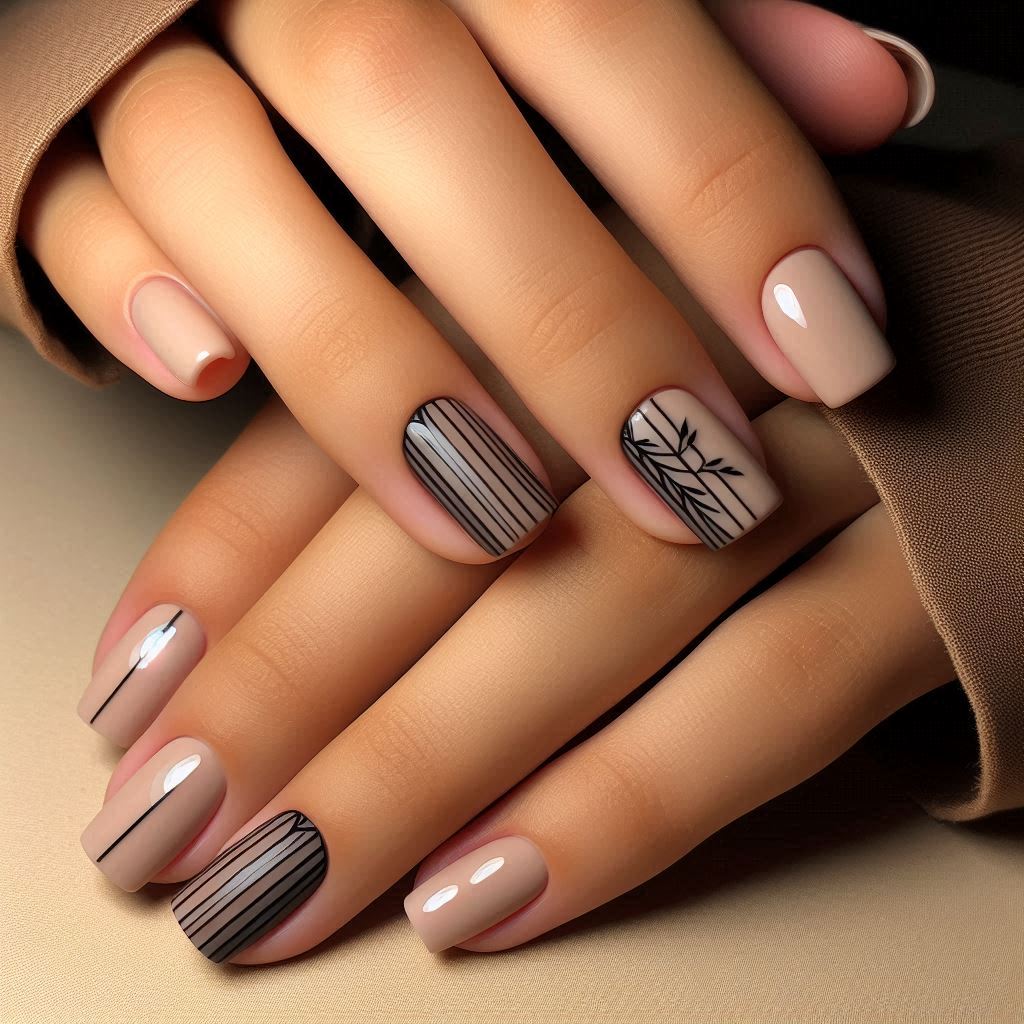 Geometric Black and Nude