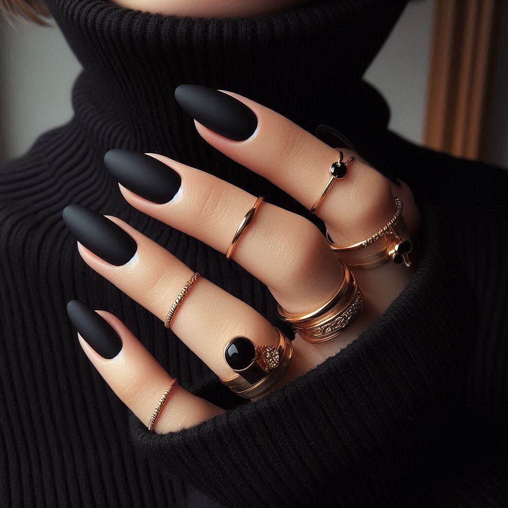 Chic Matte Black Nails