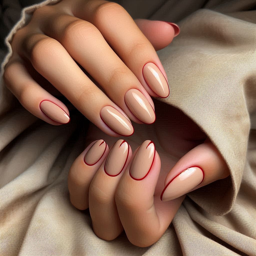 Red Outline Nails