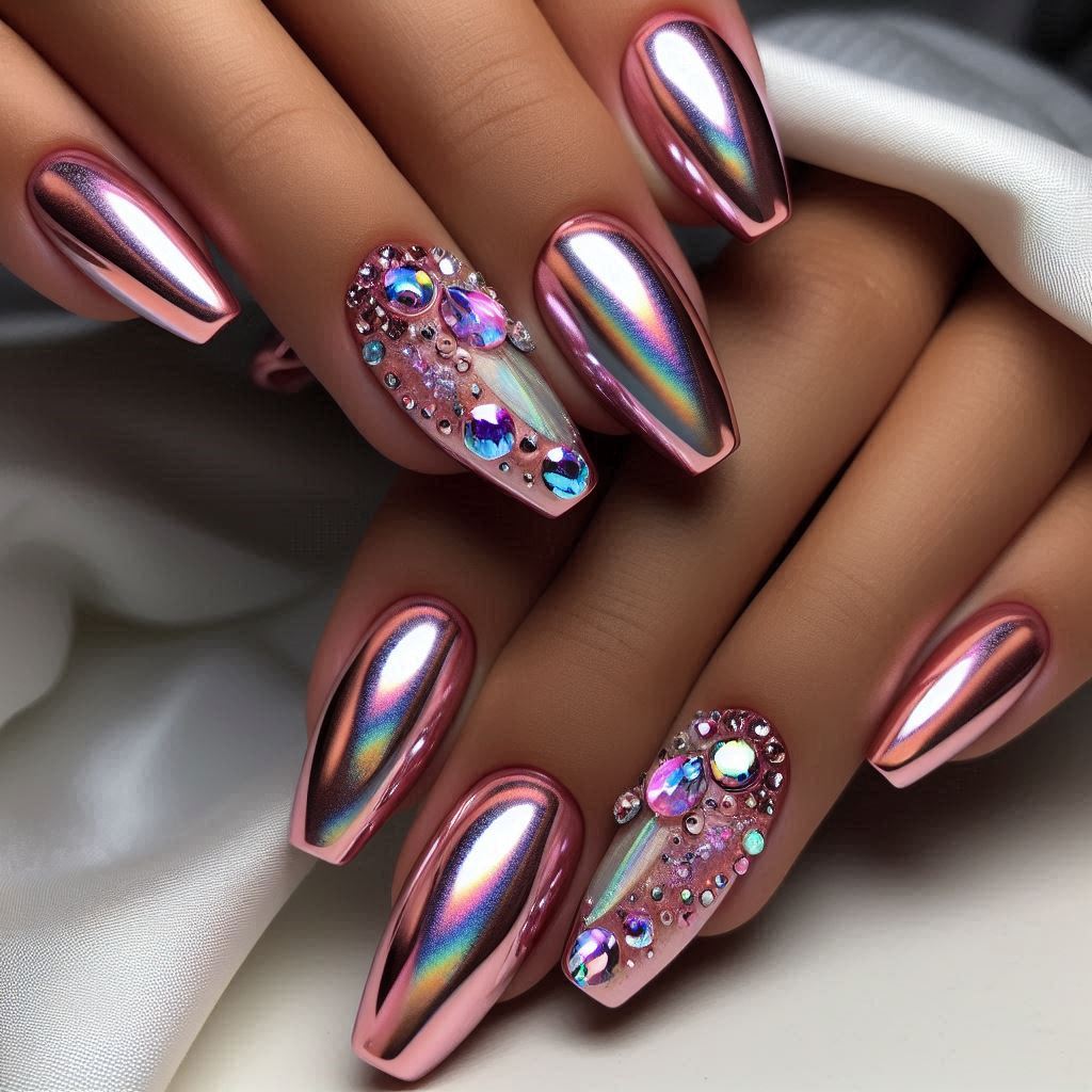 Pink Chrome with Crystal Highlights